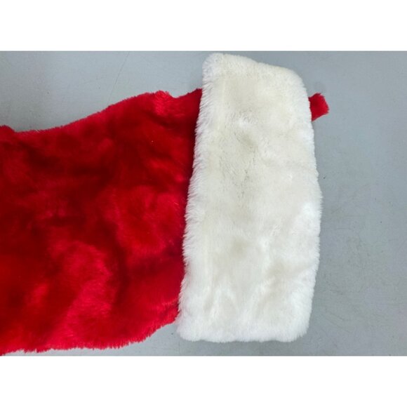 Christmas Red & White Plush Stocking Soft Faux Fur Holiday Decoration READ - Picture 2 of 5